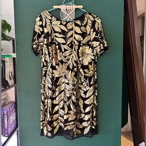 PRICE REDUCED. Maeve Short-Sleeve Sheer Embellished Mini Dress